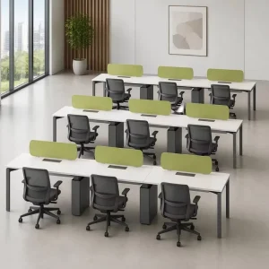 Commercial Office Benching System Shared Workspace Layout E0 Grade MFC Powder Coated Steel Frame Work Station