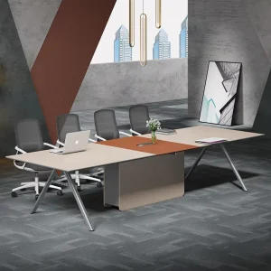 Commercial Office Boardroom Table Modern Splicing Design Meeting Desk With Metal Frame Leg for Company Conference Room