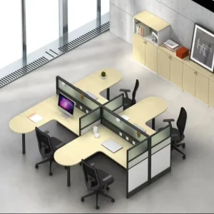 Commercial Office Desk for 4 People Double Side Face to Face Wooden Workstation Four People Office Furniture Partition