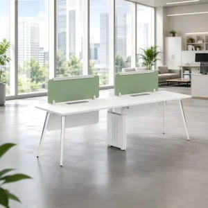Commercial Office Furniture 2 Seater Workstation Desk with Fabric Partition Panel MFC Top for Modern Workplace