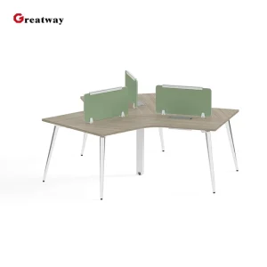Commercial Office Workstation System 3 Person L Shaped Desk for Business Office with Space Saving Design