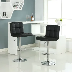 Commercial PU Leather Bar Stool Modern Swivel Counter Chair Adjustable Height Seating for Hotel Restaurant Cafe and Kitchen