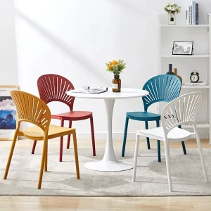 Commercial Plastic Furniture for Restaurant White Stackable PP Plastic Shell Chair and Table Dining Set for Outdoor