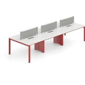 Commercial Project Office Furniture 6 Person Linear Workstation with Acoustic Partition Screen