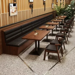 Commercial Pub Restaurant Booth Sofa and Customize Restaurant Table Chairs Set Wood Leather Furniture for Cafe Hotel