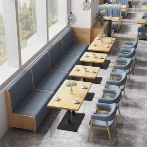 Commercial Restaurant Booth Bench Seating Upholstered Wood Chair Table Cafe Hotel Food Service Furniture Factory Direct Supply
