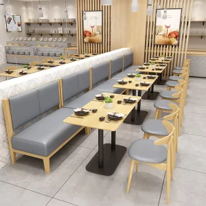 Commercial Restaurant Booth Bench Upholstered Seating Wood Chair Table Set Cafe Hotel Food Court Hospitality Furniture Factory