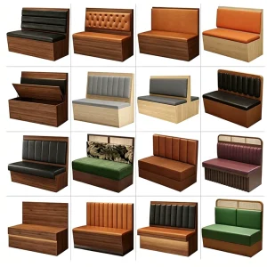 Commercial Restaurant Booth Seating Upholstered Banquette Bench Customizable Cafe Sofa Booth for Bistro Bar Fast Food Shop Club