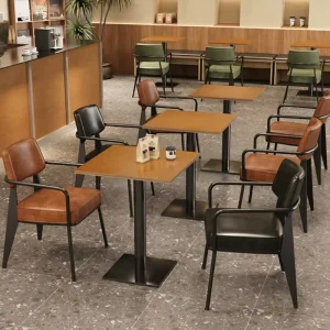 Commercial Restaurant Dining Table Chair Set Metal Frame Chair and Table for Fast Food Bistro Hotel Banquet Use