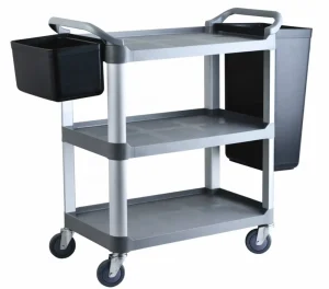 Commercial Restaurant Food Service Trolley 3 Tiers with Durable Aluminum Pipe and Plastic Utility Cart Wheels for Serving Food