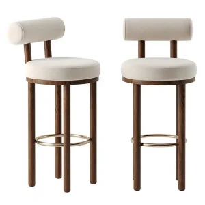 Commercial Restaurant High Chair Bar Counter Stool Solid Wood Boucle Custom Size for Hotel Cafe Project Bulk Order