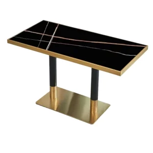 Commercial Restaurant Marble Dining Table Golden Stainless Steel Cafe Hotel Coffee Shop Bar Restaurant Table Chair Set
