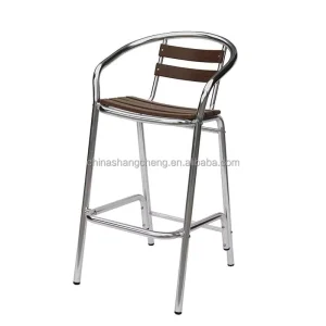 Commercial Restaurant Pub Patio Indoor Aluminium Wooden Plastic Wood Outdoor Stools Bar Chairs