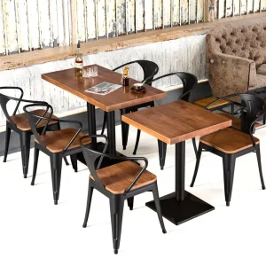 Commercial Restaurant Sets 80x120cm Metal Industrial Table and Chair Dining Set for Hotels and Restaurants