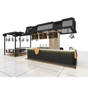 Commercial Retail Shopping Mall Display Racks Elegant Wooden Coffee for Showcase Food Kiosk for Mall Display