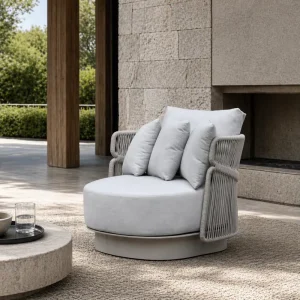 Commercial Rope Weaving Outdoor Sofa Chair Weather Resistant Aluminum Leisure Chair for Villa Hotel Courtyard Project