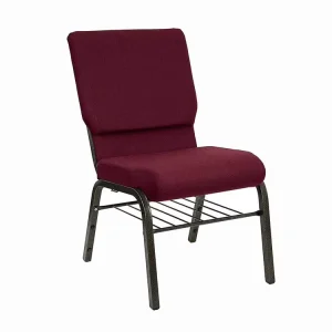 Commercial Stackable Hotel Banquet Chair Upholstered Fabric Conference Church Chair with Steel Frame Book Rack Manufacturer