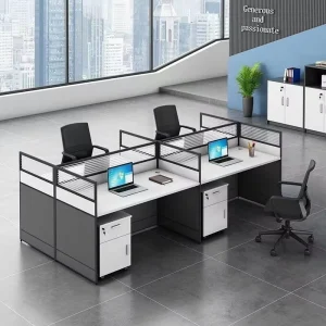 Commercial Staff Office Desk Chair Combination Four People Simple Minimalist Modern Partition Cubicle Cross shaped Desk Computer