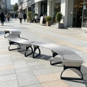Commercial Stainless Steel Curved Long Bench Seats Modern Design Durable Eco-Friendly Outdoor Furniture for Parks Public Gardens