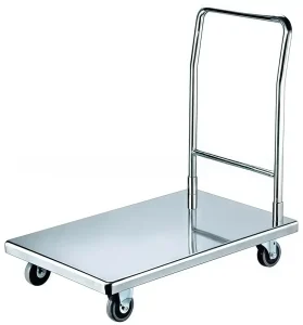 Commercial Stainless Steel Flatbed Cart Foldable Kitchen Trolley for Carrying Goods