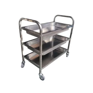 Commercial Stainless Steel Hand Push Trolley Cart Kitchen Equipment for Hotels & Restaurants