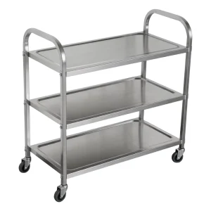 Commercial Stainless Steel Hotel Food Collection Cart Swivel Casters Restaurant Serving Trolley Heavy Duty Dish Collecting Meal