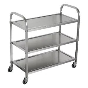 Commercial Stainless Steel Hotel Service Trolley Food Serving Cart Heavy Duty Bussing Cart with Swivel Casters