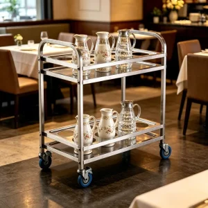 Commercial Stainless Steel Mobile Kitchen Trolley Water Kettle Tea Service Cart for Restaurant Hotel