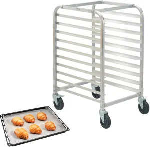 Commercial Steel Bun Pan Rack Trolley Bakery Storage Racking Cart with Brake Wheels for Kitchen Home Restaurant Equipment