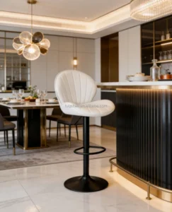 Commercial Style TUQ Chair Wide Depth PU Bar Stool for Showroom Luxury Bar Stool for Display Space