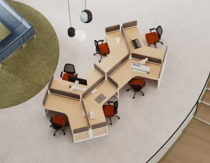 Commercial Team Workstation with Mute Partition Screens Noise Reducing Office Cubicle Desk