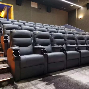Commercial Theater Lounge Chair Leather Movie Theater Room Chairs Electric Tilt Mechanism VIP Cinema Chair
