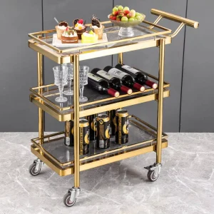 Commercial Three Layer Stainless Steel Dining Cart Hotel and Restaurant Supplies Food Service Trolley