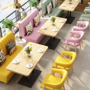 Commercial Use Restaurant Furniture Milk Tea Shop Table Chair Combo Dessert Coffee Shop Booth Sofa Dining Furniture for Bedroom