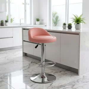 Commercial Used Design Checkered Modern Nordic High Bar Stools with Aluminum Frame Swivel Water Resistant for Kitchen Island