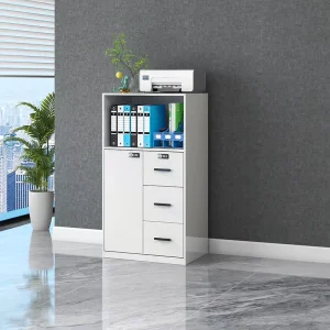 Commercial White Steel Storage Cabinet Low File Cabinet for Office Archive Storage Low Profile Filing Cabinet