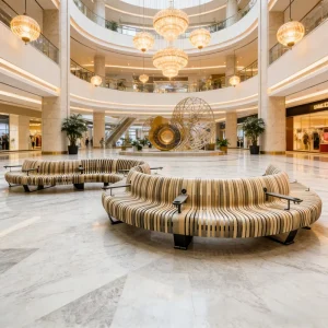 Commercial Wooden Bench Seating Furniture for Outdoor Indoor Use Public Project Shopping District