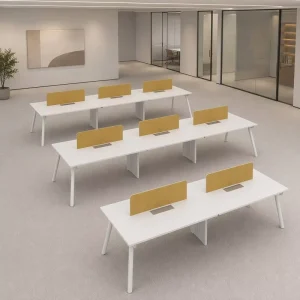 Commercial Wooden Office Furniture 6 Person Workstation with Cubicle Partition and Table for Home or School Office Use