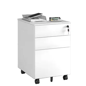 Compact 3 Drawer Foldable Pedestal File Storage Filing Cabinet for Home Office Workshop Hotel Hospital White Gray Black Design