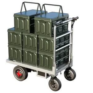 Compact Foldable Electric Construction Trolley 1000W Motor 800kg Capacity 48V Battery for Cement Block Component Transportation
