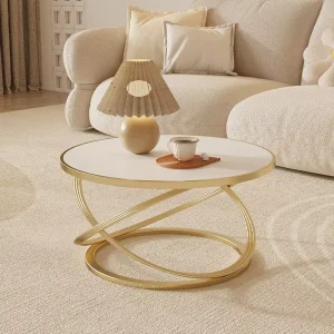 Compact Iron Frame Balcony Side Table Trendy Light Luxury Corner Table Marble Top Tea Table Minimalist Coffee Table Small Living