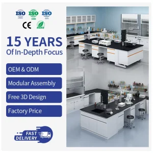 Compact Laminate Lab Work Table with Wheels Chairs for School Dental Lab Industrial Use