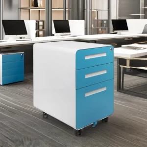 Compact Metal File Cabinet 3 Drawers Rounded Corners Removable Pedestal Home Bedroom School Work White Grey Black Steel Storage
