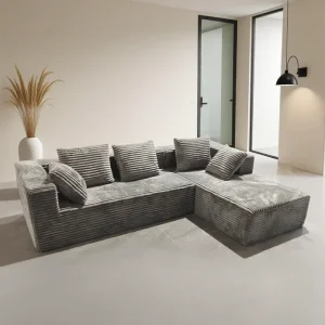 Compact Modern Villa Living Room Sofa Bed with Vacuum Reclining Chaise and Upholstered Fabric
