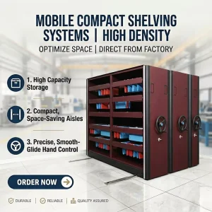 Compact Movable Shelving Unit Heavy Duty Steel Library Archive Rack