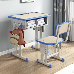 Compact School Desk and Chair Set Height Adjustable Ergonomic Kids Study Table Chair Classroom Single Student Desk