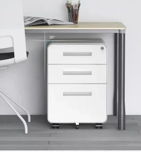 Compact Under Desk Mobile Pedestal Cabinet 3 Drawer Metal Rolling Filing Cabinet Small Office Storage Unit