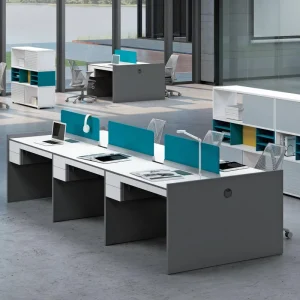 Company Office Furniture Desk Modern Wooden Panel 6 Cluster Office Workstation for Staffs With Division Panel