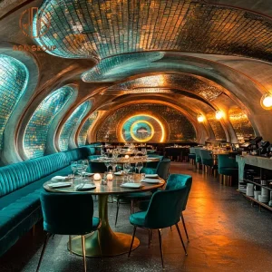 Complete Hotel Velvet Banquette Booth Package Velvet Chairs & Round Marble Table Set Furniture for Luxury Restaurants
