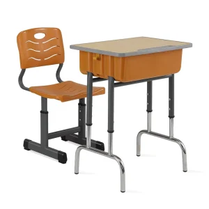 Complete School Furniture Set Ergonomic Student Desk and Chair with Metal Frame and Plastic Top